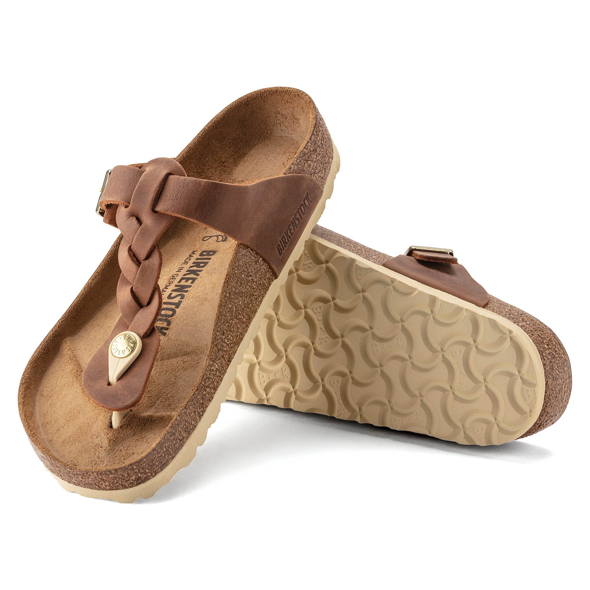 Birkenstock Gizeh Braid Oiled Leather Sandal in Cognac Women's Footwear