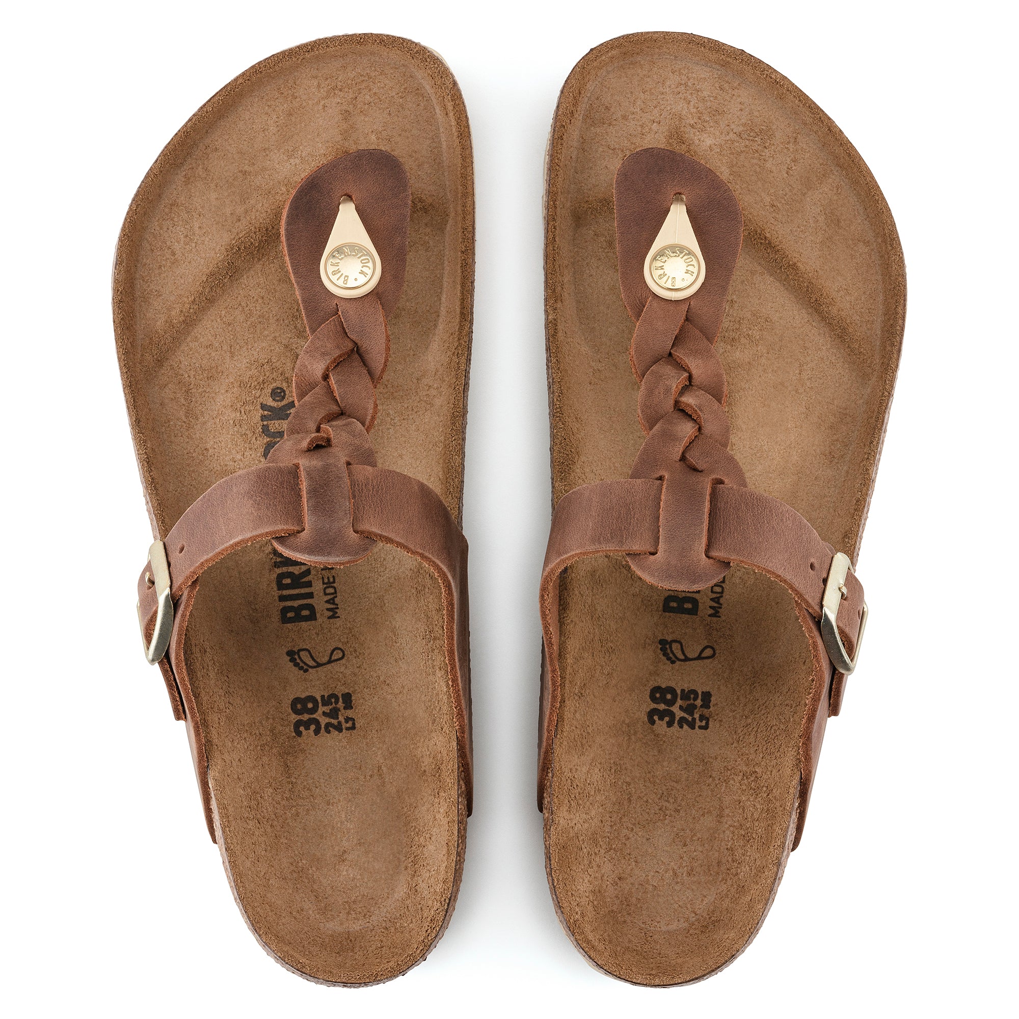 Birkenstock Gizeh Braid Oiled Leather Sandal in Cognac Women's Footwear