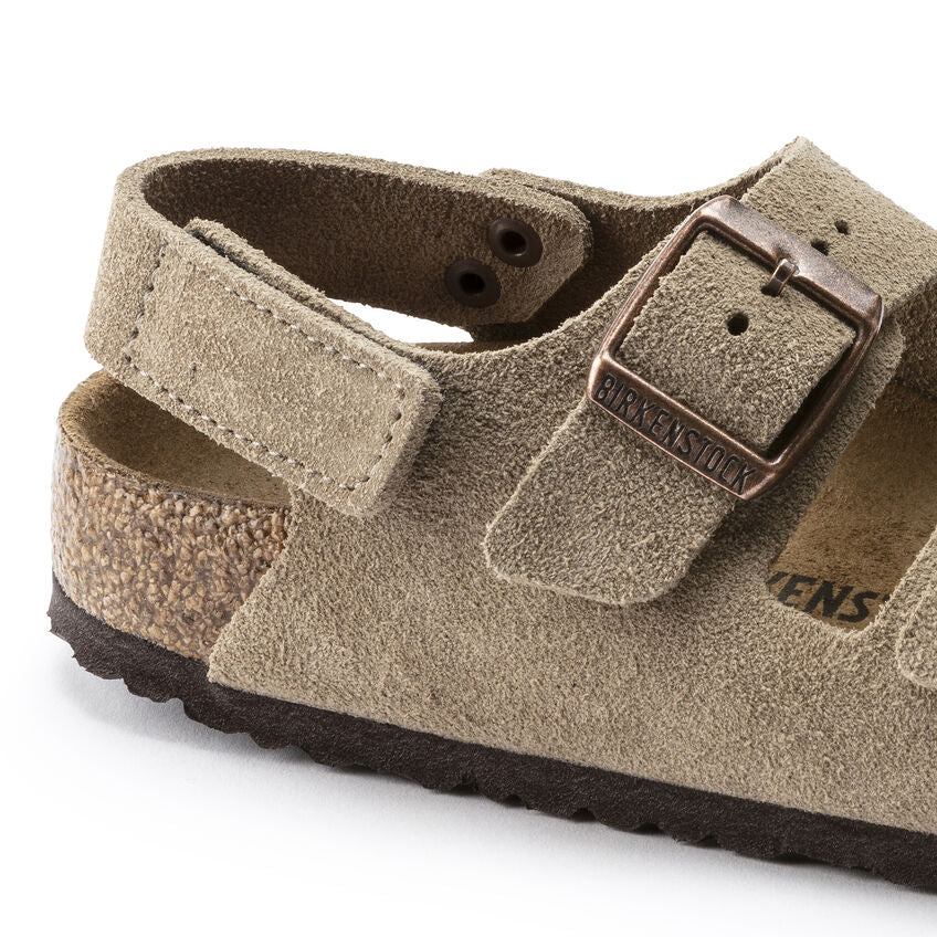 Birkenstock Kid's Milano HL Suede in Taupe Kid