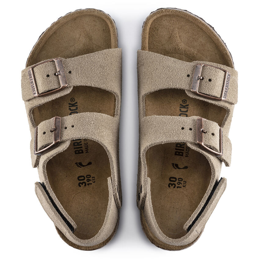 Birkenstock Kid's Milano HL Suede in Taupe Kid