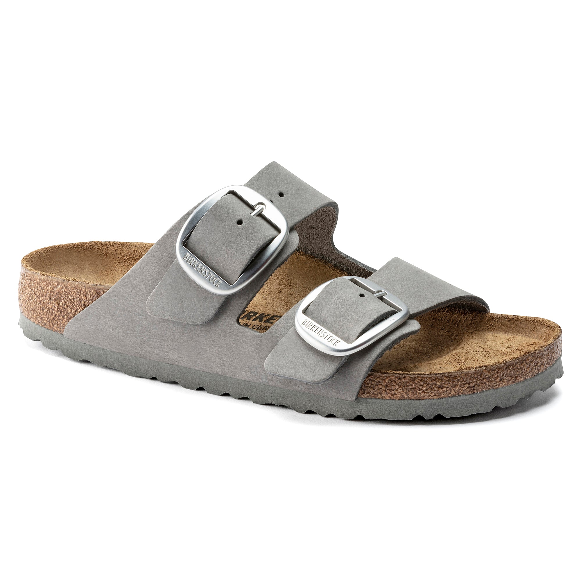 Birkenstock Arizona Big Buckle Nubuck Leather in Dove Gray Women's Footwear