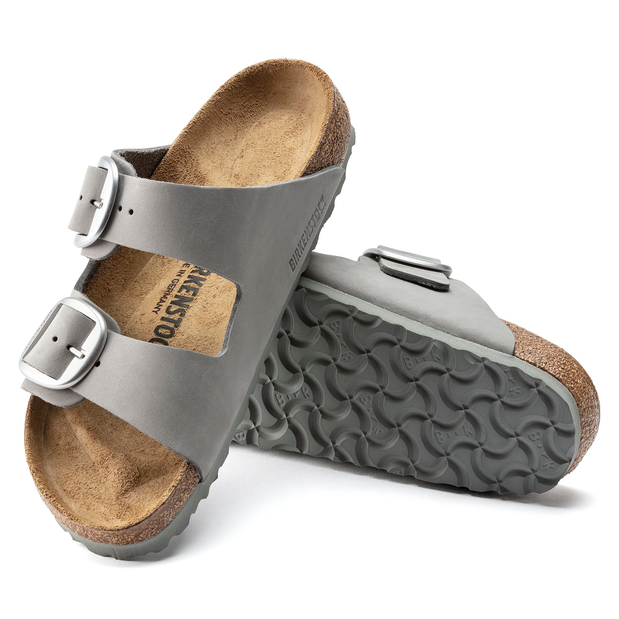 Birkenstock Arizona Big Buckle Nubuck Leather in Dove Gray Women's Footwear