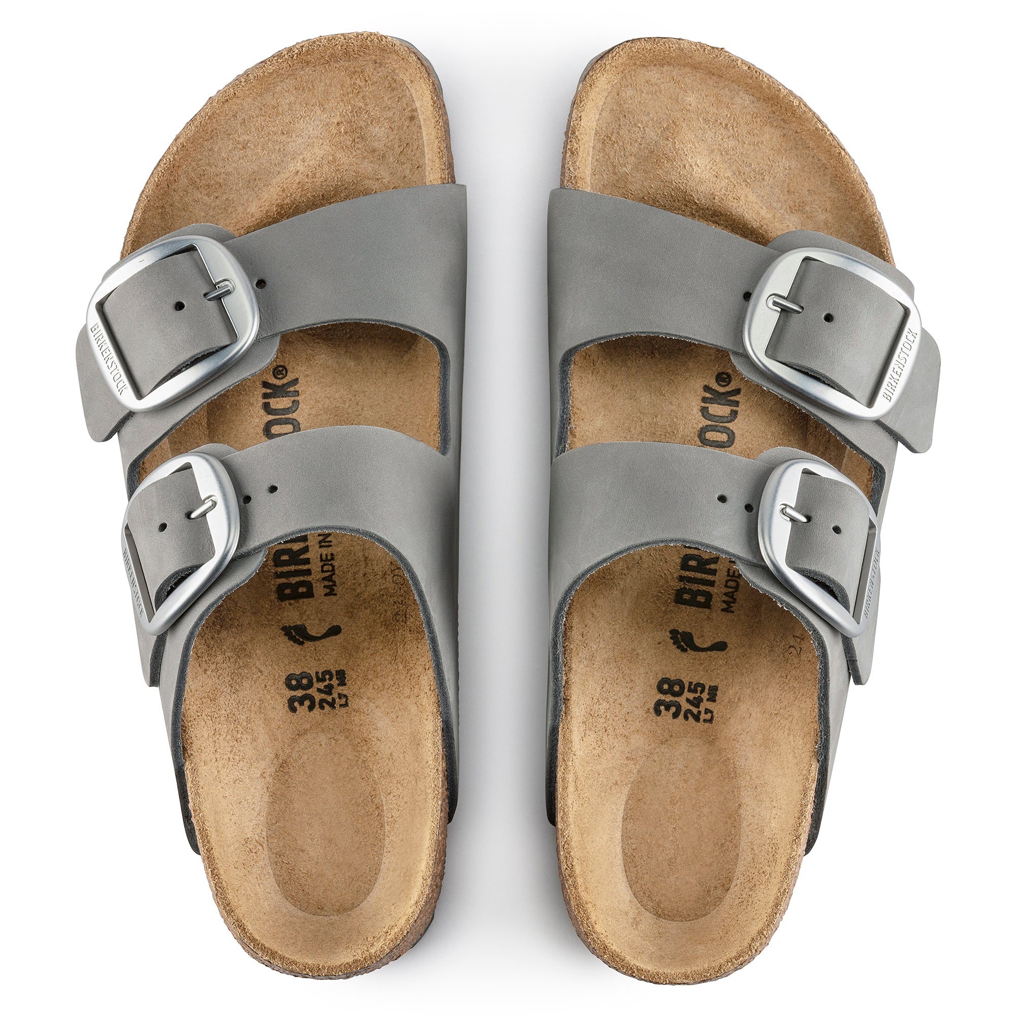 Birkenstock Arizona Big Buckle Nubuck Leather in Dove Gray Women's Footwear