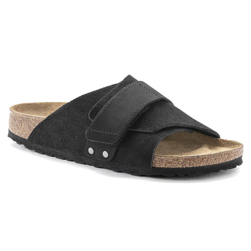 Birkenstock Kyoto Nubuck Leather Suede Leather Sandal in Black Unisex Footwear