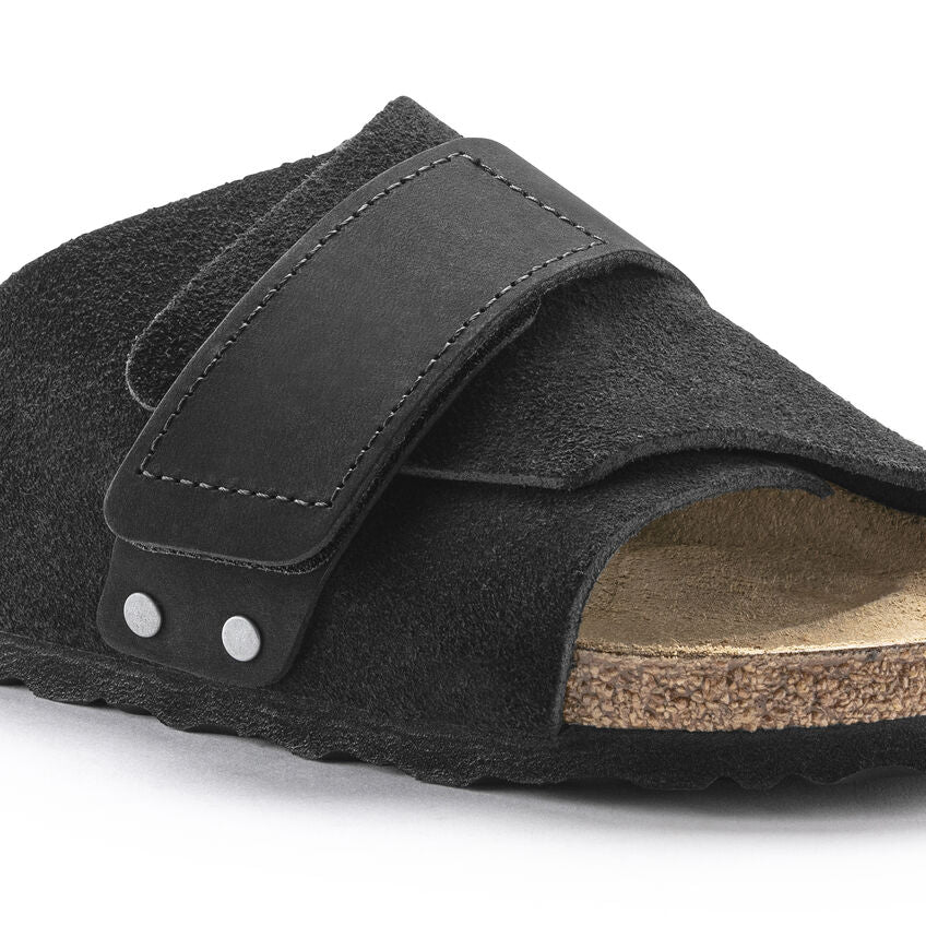 Birkenstock Kyoto Nubuck Leather Suede Leather Sandal in Black Unisex Footwear