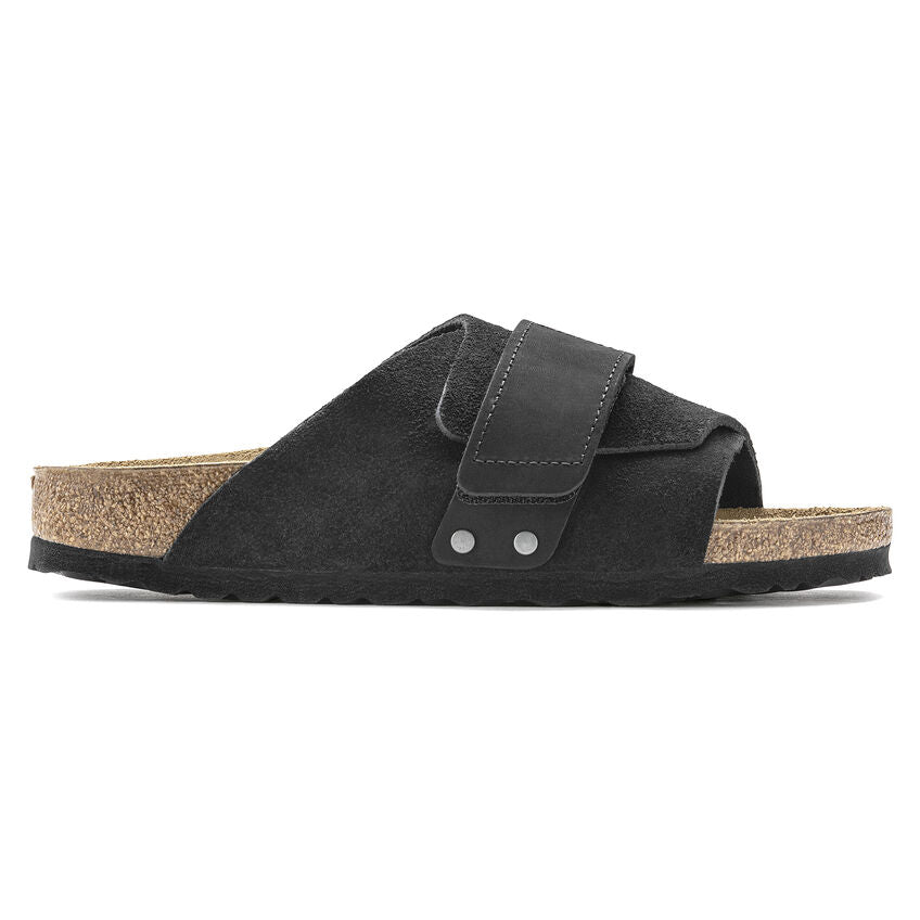 Birkenstock Kyoto Nubuck Leather Suede Leather Sandal in Black Unisex Footwear