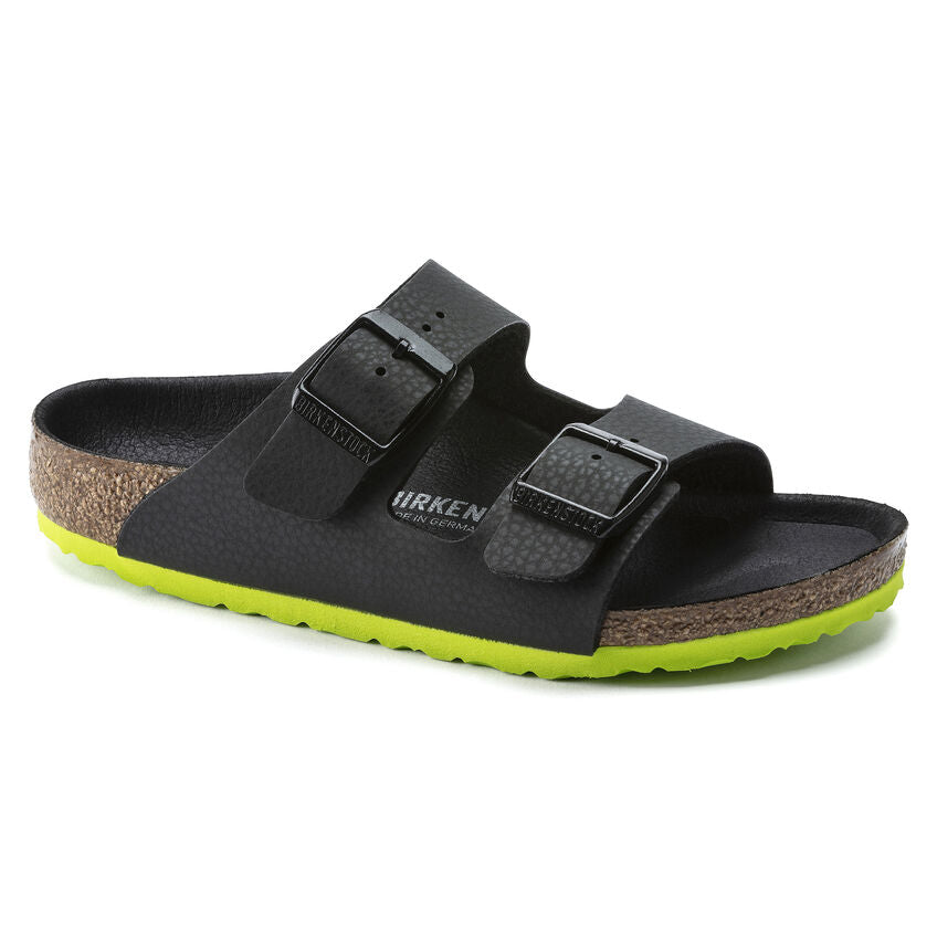 Birkenstock Kid's Arizona Birko-Flor Camo in Desert Soil Black Lime Kid