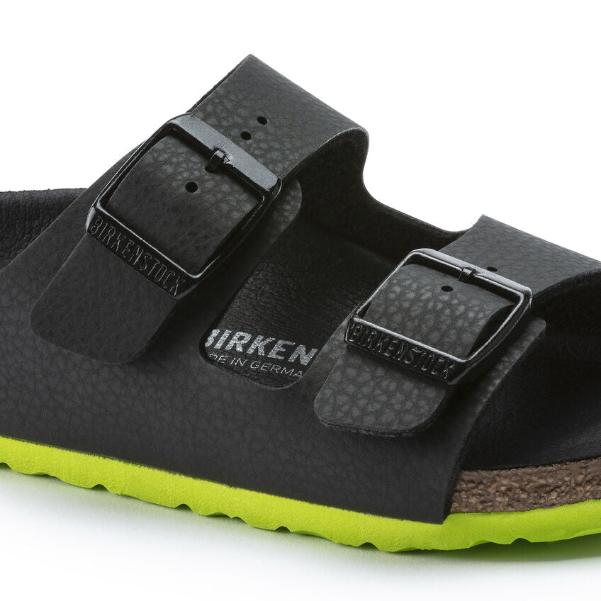 Birkenstock Kid's Arizona Birko-Flor Camo in Desert Soil Black Lime Kid
