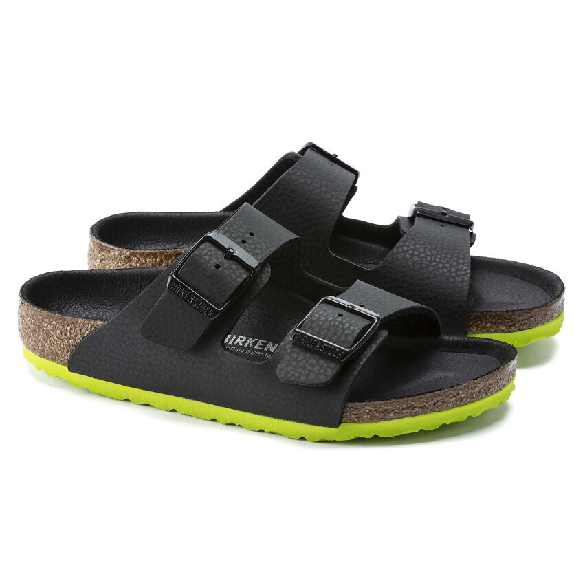 Birkenstock Kid's Arizona Birko-Flor Camo in Desert Soil Black Lime Kid