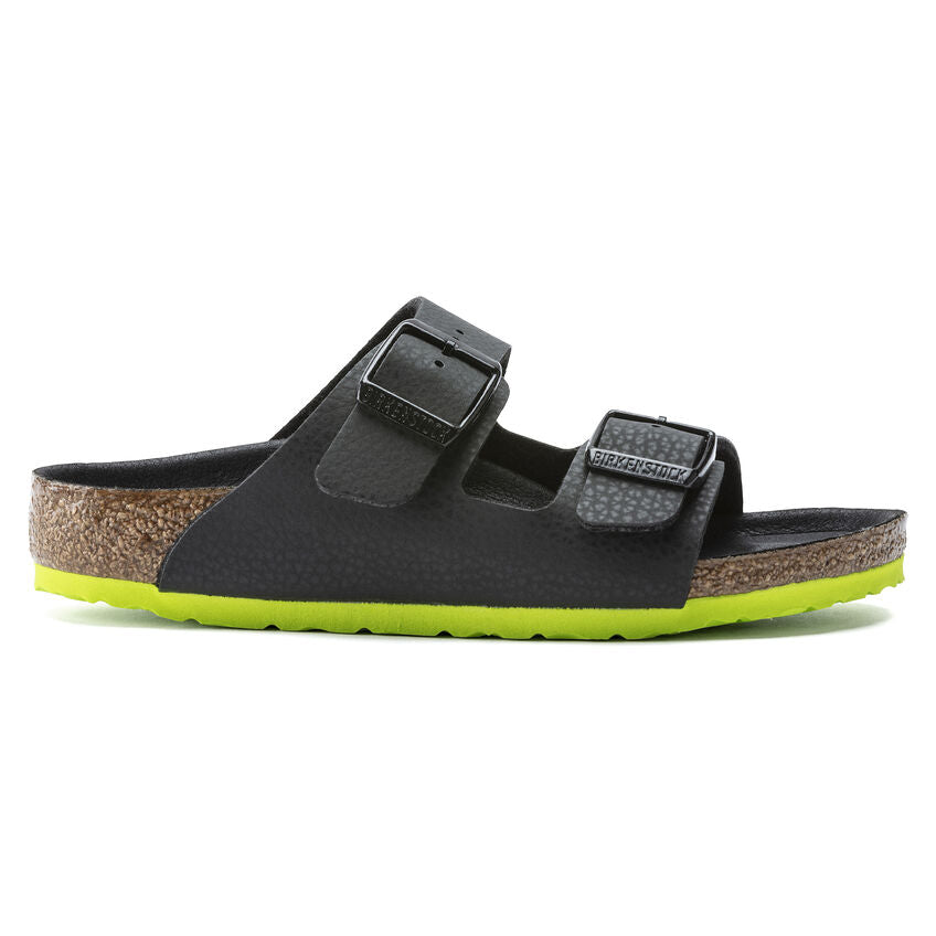 Birkenstock Kid's Arizona Birko-Flor Camo in Desert Soil Black Lime Kid
