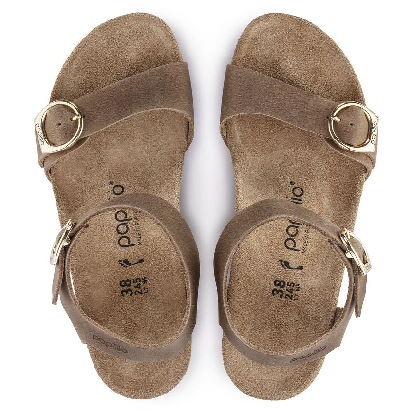 Birkenstock Soley Ring-Buckle Leather Wedge Sandal in Cognac Women's Footwear