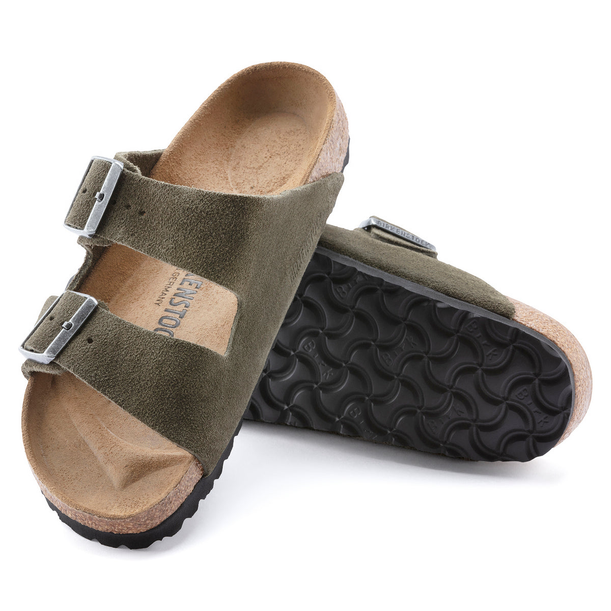Birkenstock Men's Arizona Suede Leather Footbed Sandal in Thyme – Footprint USA