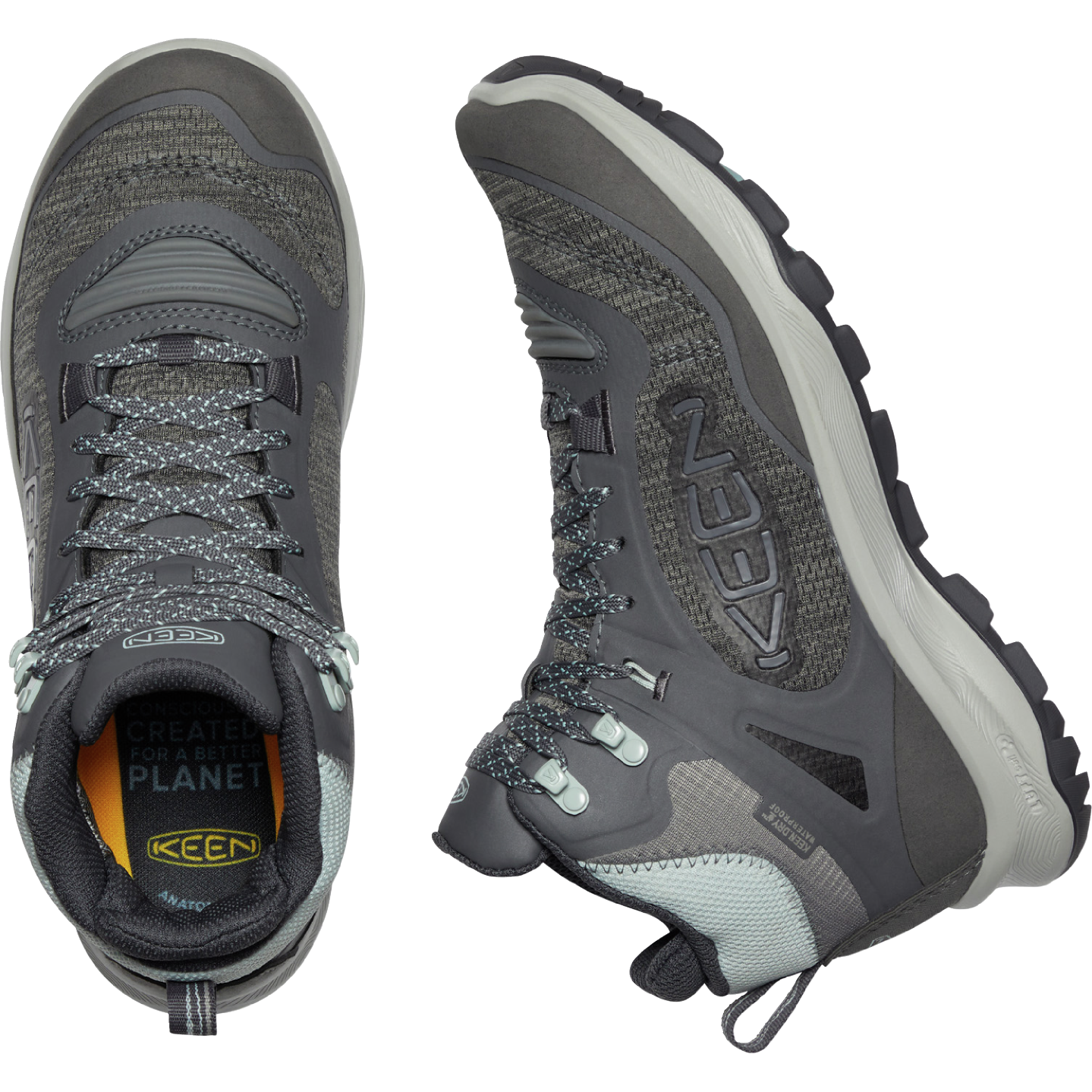 Keen Women's Terradora Flex Mid Waterproof Boot in Magnet Cloud Blue Footwear