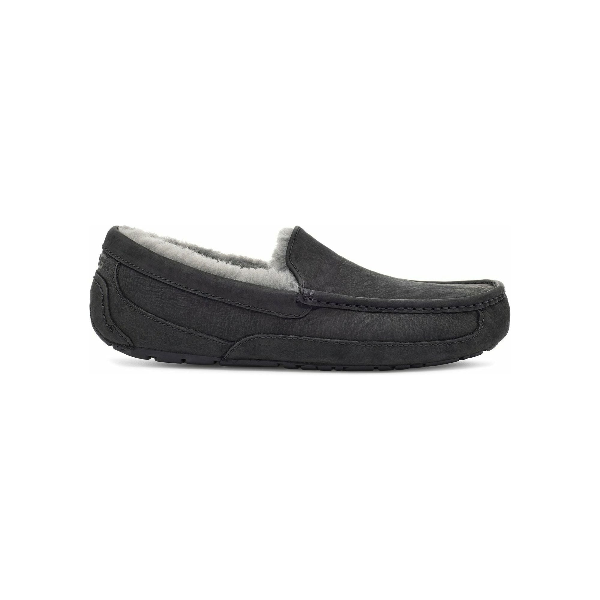 UGG Men's Ascot Slipper in Black Leather Men's Footwear