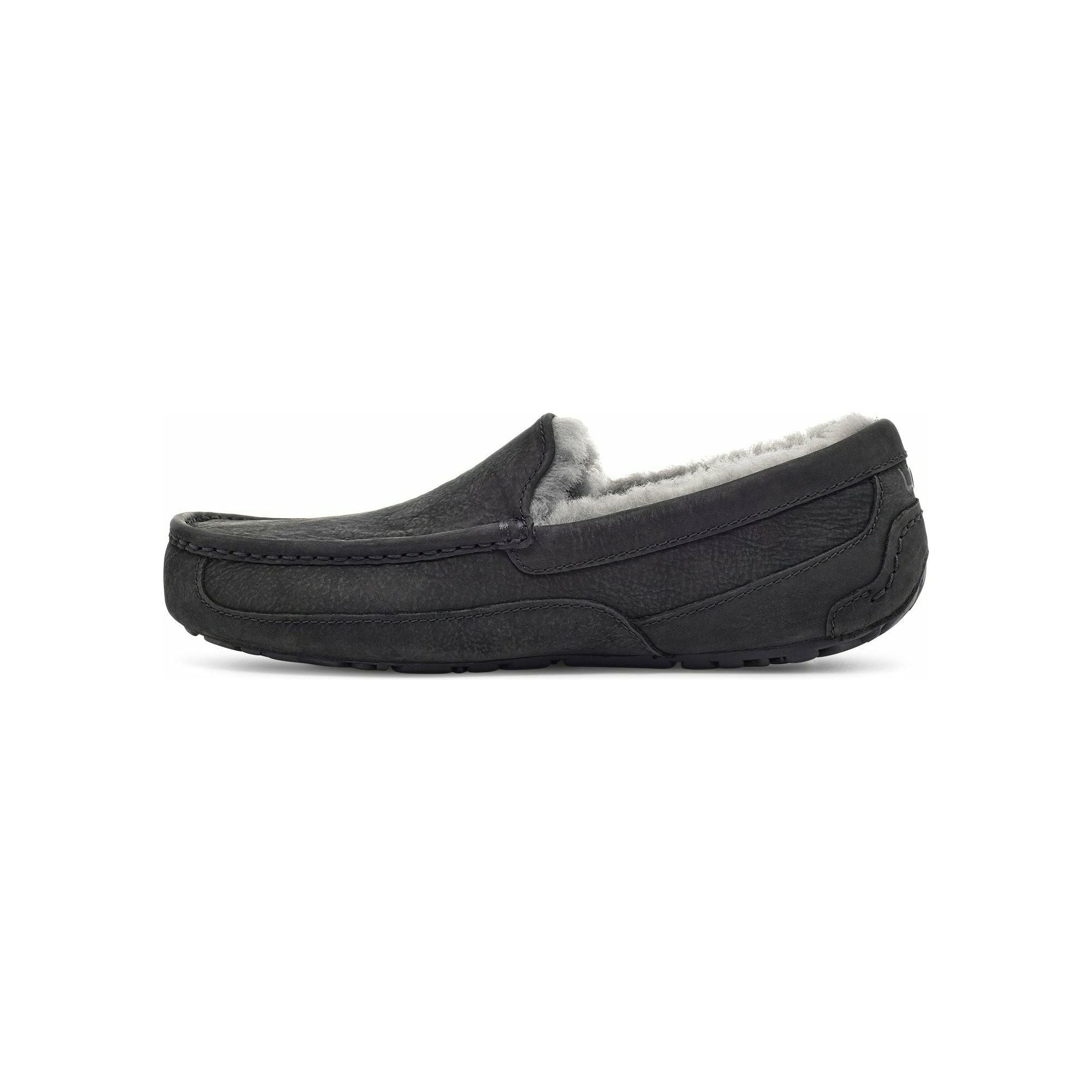 UGG Men's Ascot Slipper in Black Leather Men's Footwear