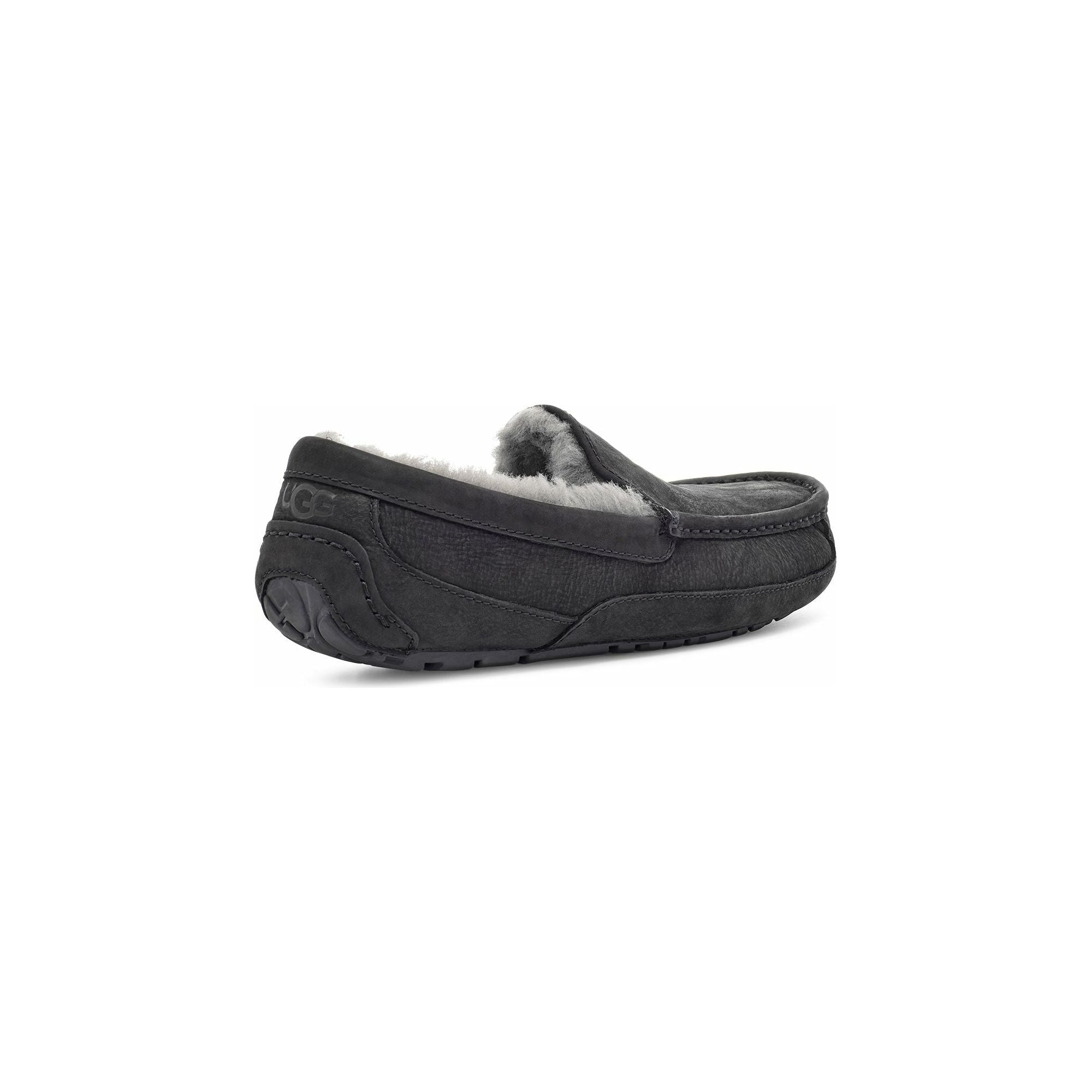 UGG Men's Ascot Slipper in Black Leather Men's Footwear