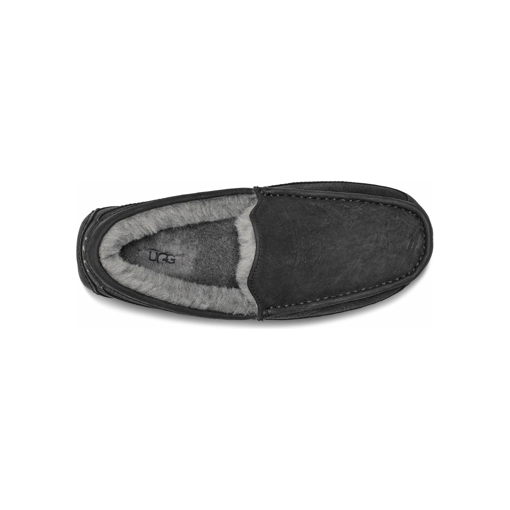 UGG Men's Ascot Slipper in Black Leather Men's Footwear