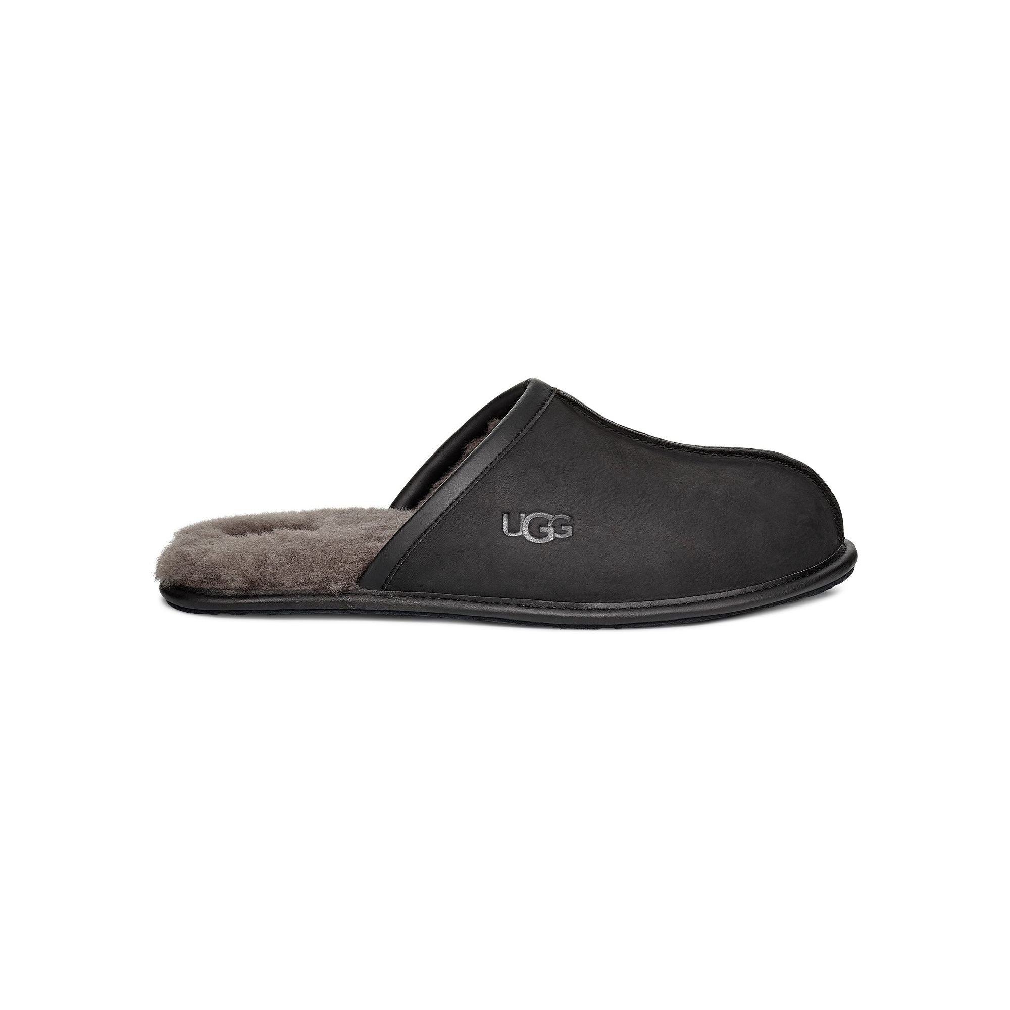 UGG Men's Scuff Leather Slipper in Black Men's Footwear