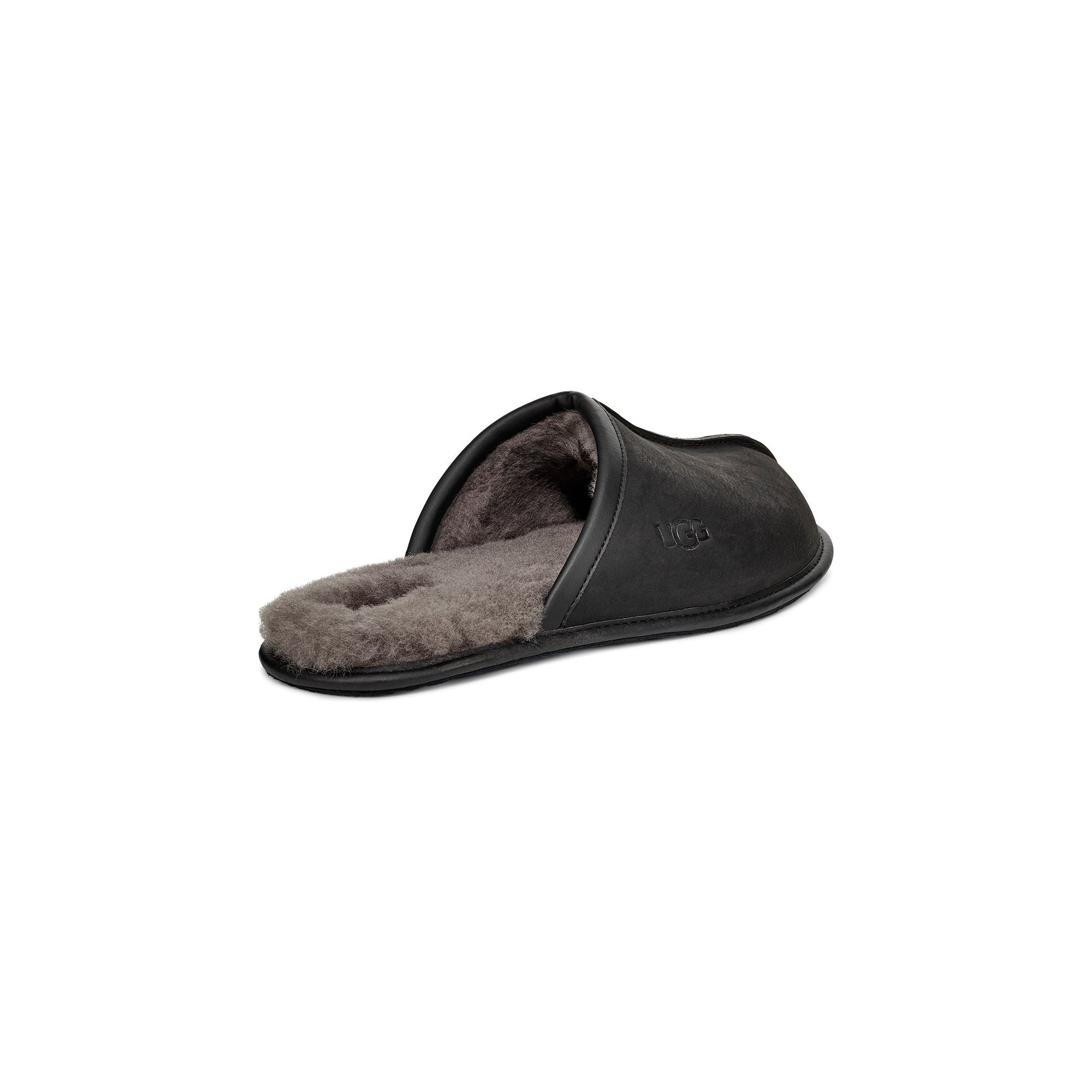 UGG Men's Scuff Leather Slipper in Black Men's Footwear