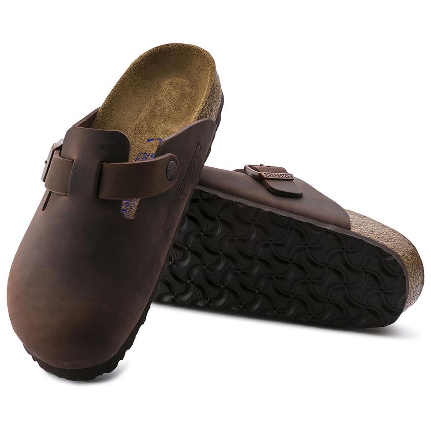 Birkenstock Boston Oiled Leather Soft Footbed Clog in Habana Unisex Footwear