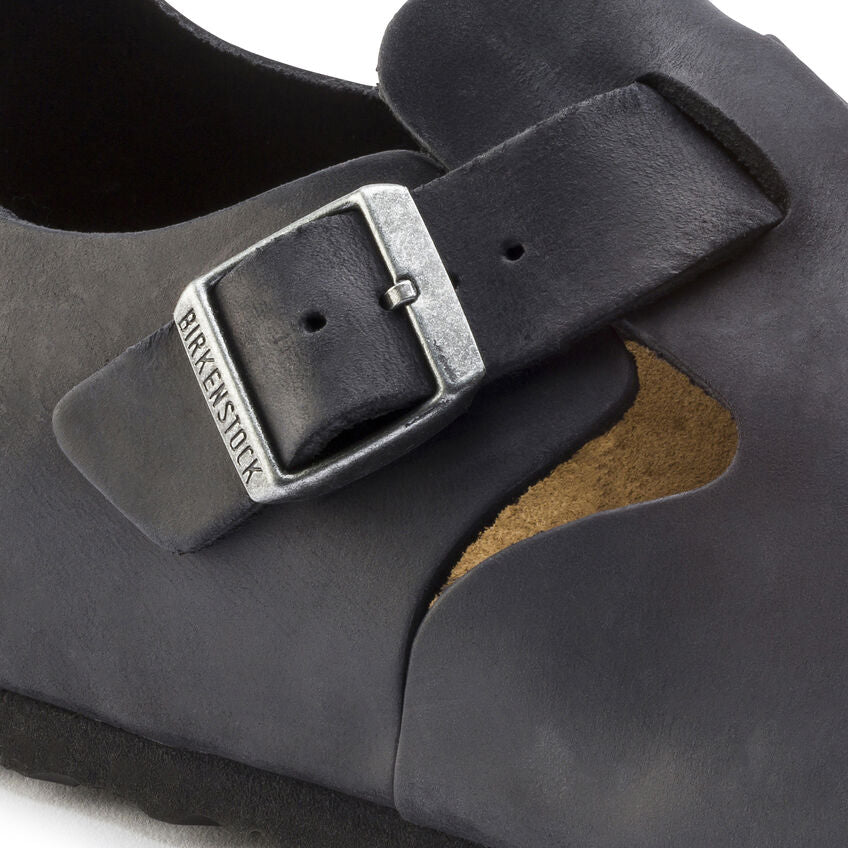 Birkenstock London Oiled Leather Classic Footbed in Black Men's Footwear