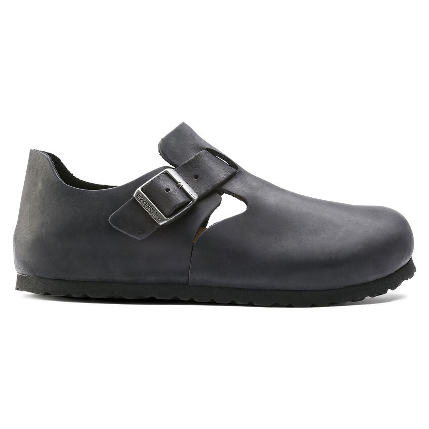 Birkenstock London Oiled Leather Classic Footbed in Black Men's Footwear