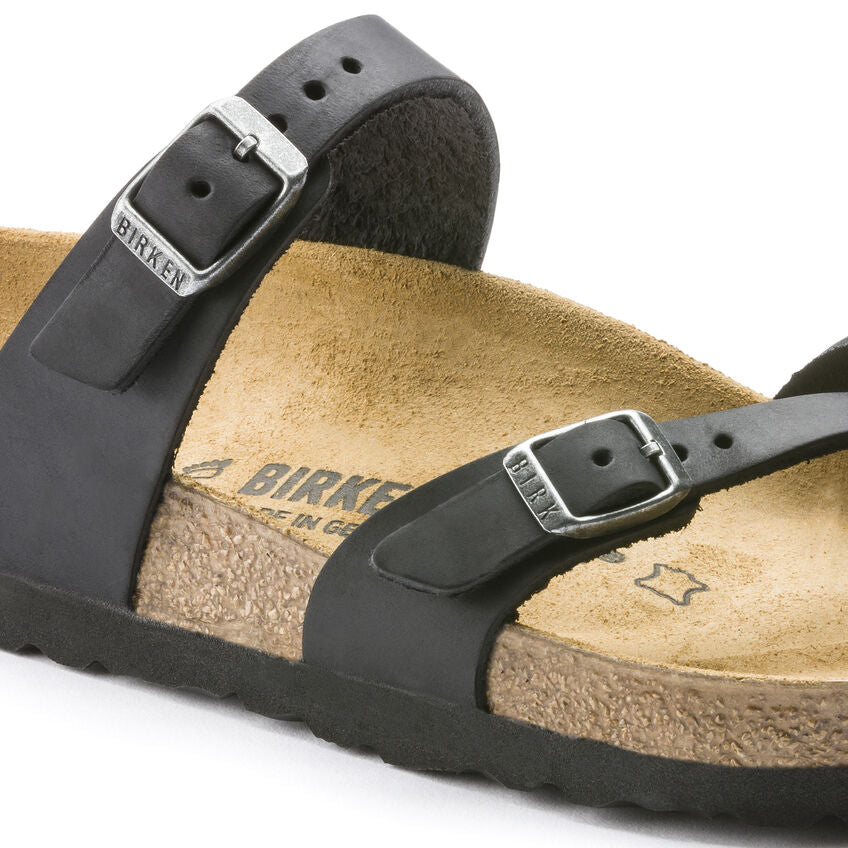 Birkenstock Mayari Oiled Leather Classic Footbed Sandal in Black Women's Footwear
