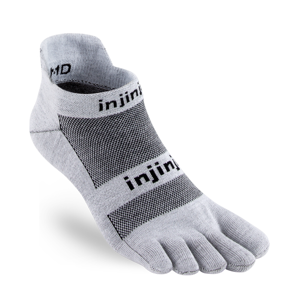 Injinji Men's Run Lightweight No-Show Sock in Gray Accessories