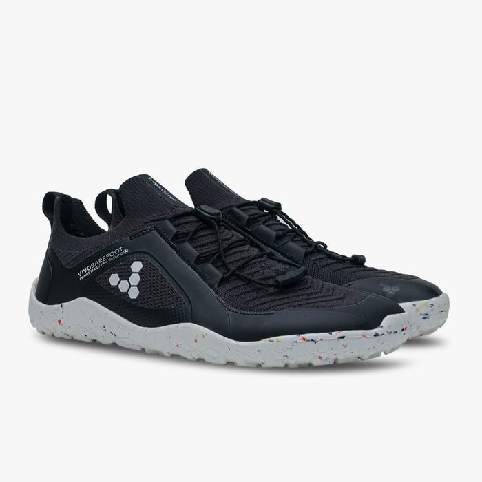 Vivobarefoot Men's Primus Trail Knit FG in Obsidian White Men's Footwear