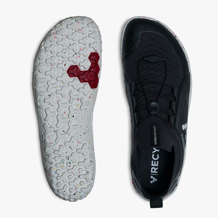 Vivobarefoot Men's Primus Trail Knit FG in Obsidian White Men's Footwear