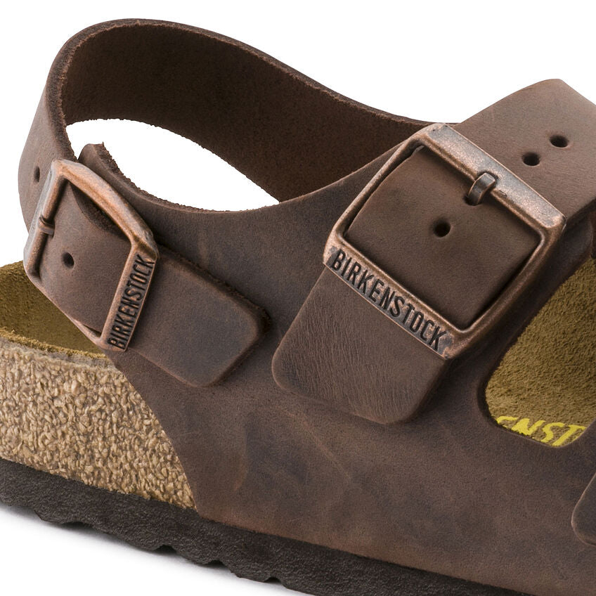 Birkenstock Milano Oiled Leather Classic Footbed Sandal in Habana Men's Footwear