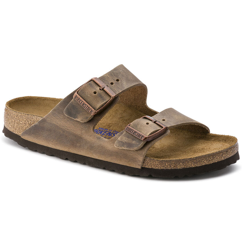 Birkenstock Arizona Oiled Leather Soft Footbed Sandal in Tobacco Brown Men's Footwear
