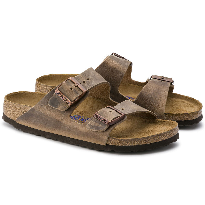Birkenstock Arizona Oiled Leather Soft Footbed Sandal in Tobacco Brown Men's Footwear