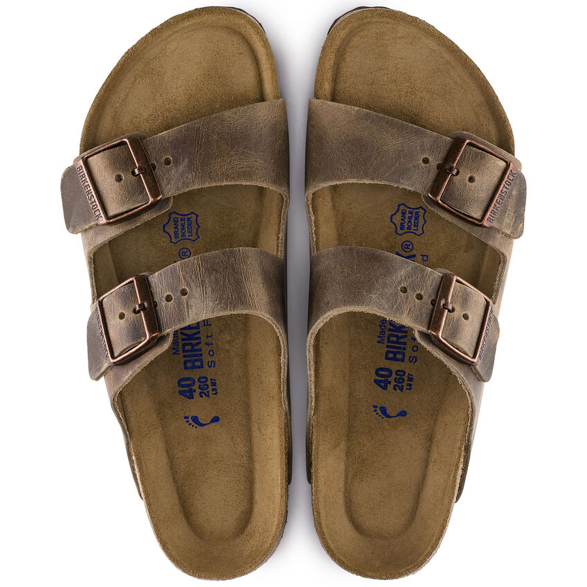 Birkenstock Arizona Oiled Leather Soft Footbed Sandal in Tobacco Brown Men's Footwear