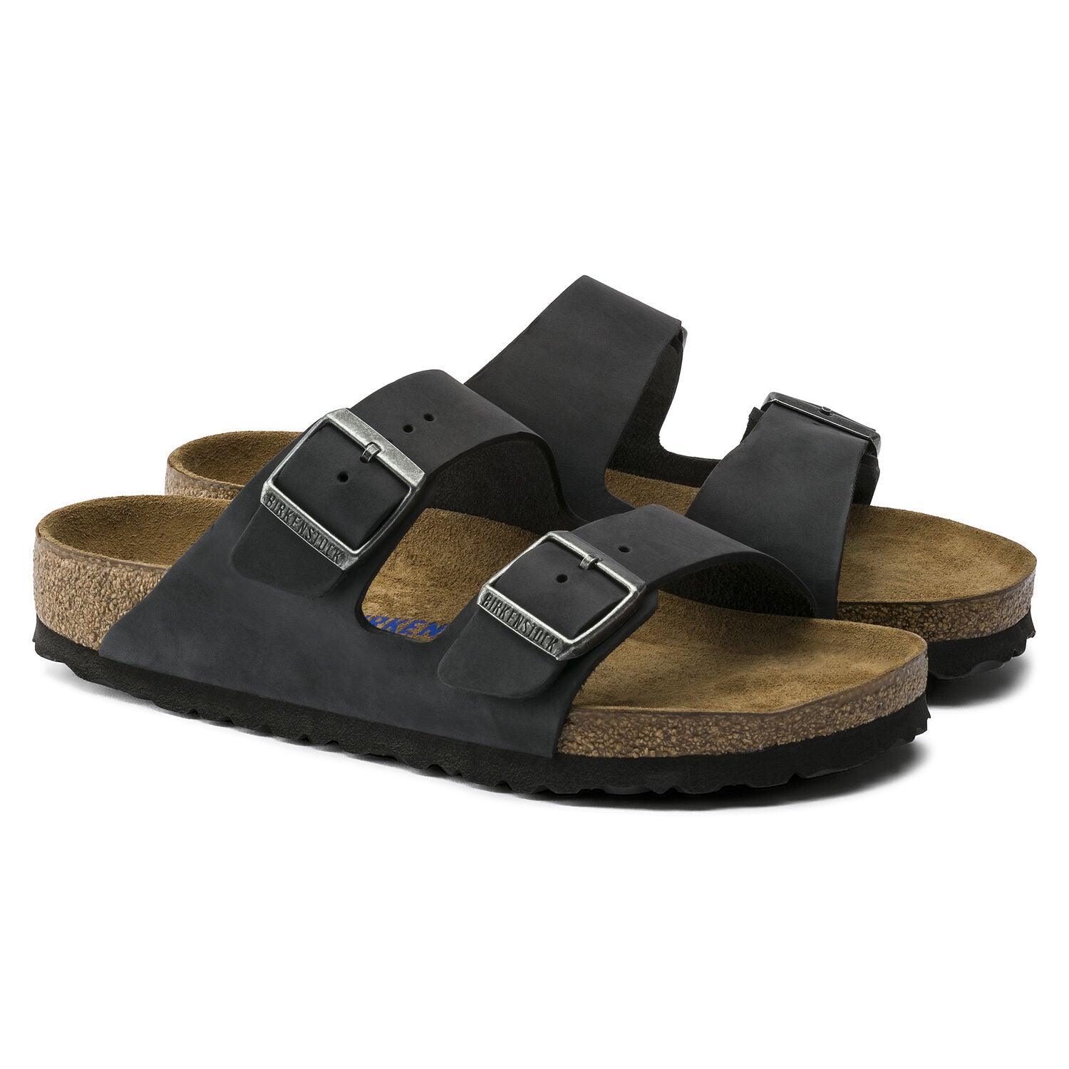 Birkenstock Arizona Oiled Leather Soft Footbed Sandal in Black Men's Footwear