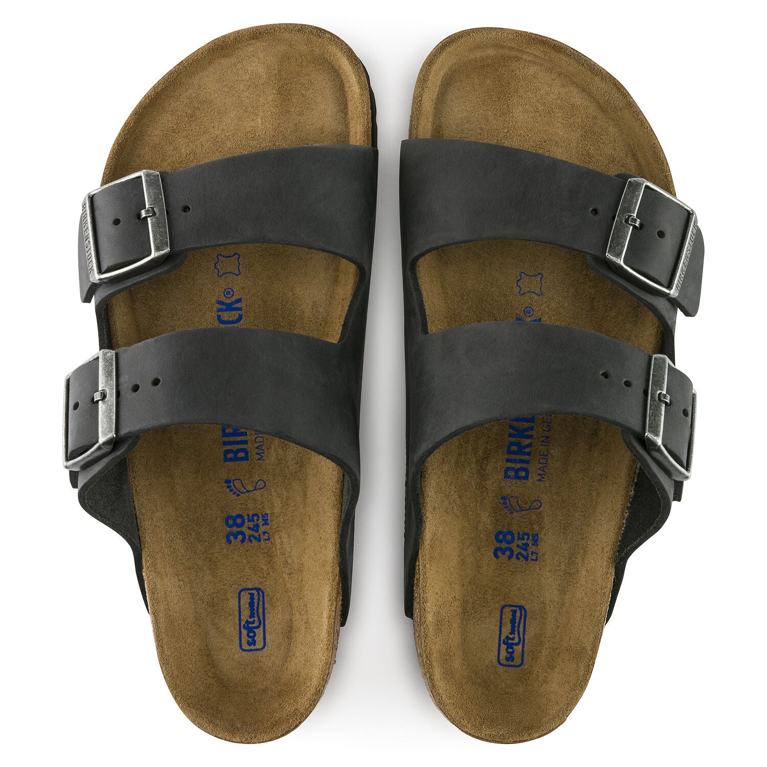 Birkenstock Arizona Oiled Leather Soft Footbed Sandal in Black Men's Footwear