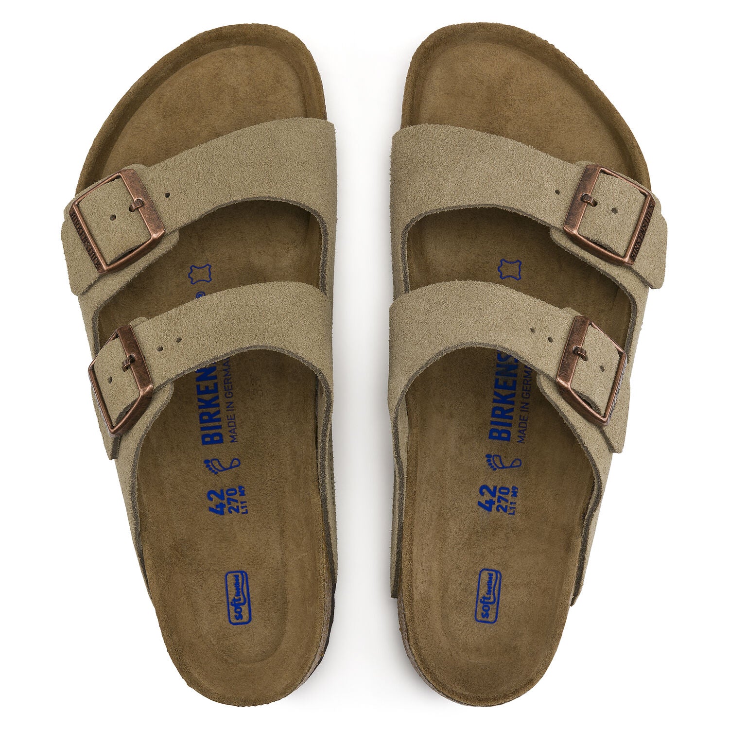 Birkenstock Arizona Suede Leather Soft Footbed Sandal in Taupe Unisex Footwear