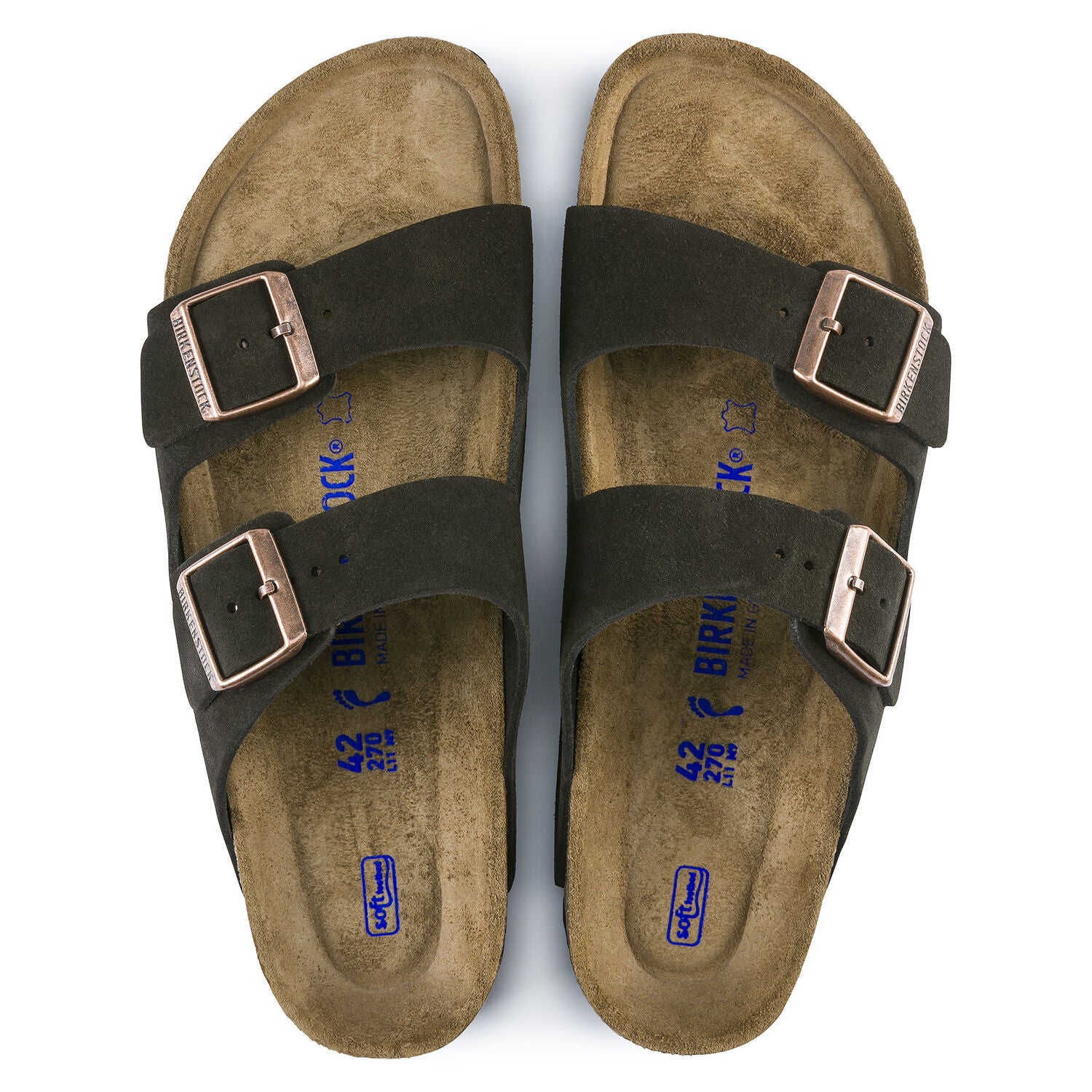 Birkenstock Arizona Suede Leather Soft Footbed Sandal in Mocha Men's Footwear