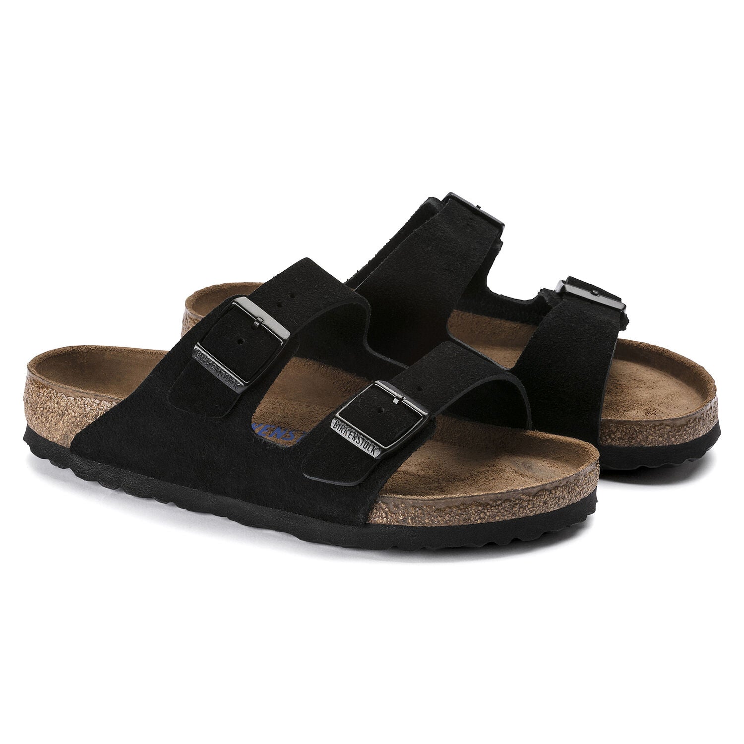 Birkenstock Arizona Suede Leather Soft Footbed Sandal in Black Men's Footwear