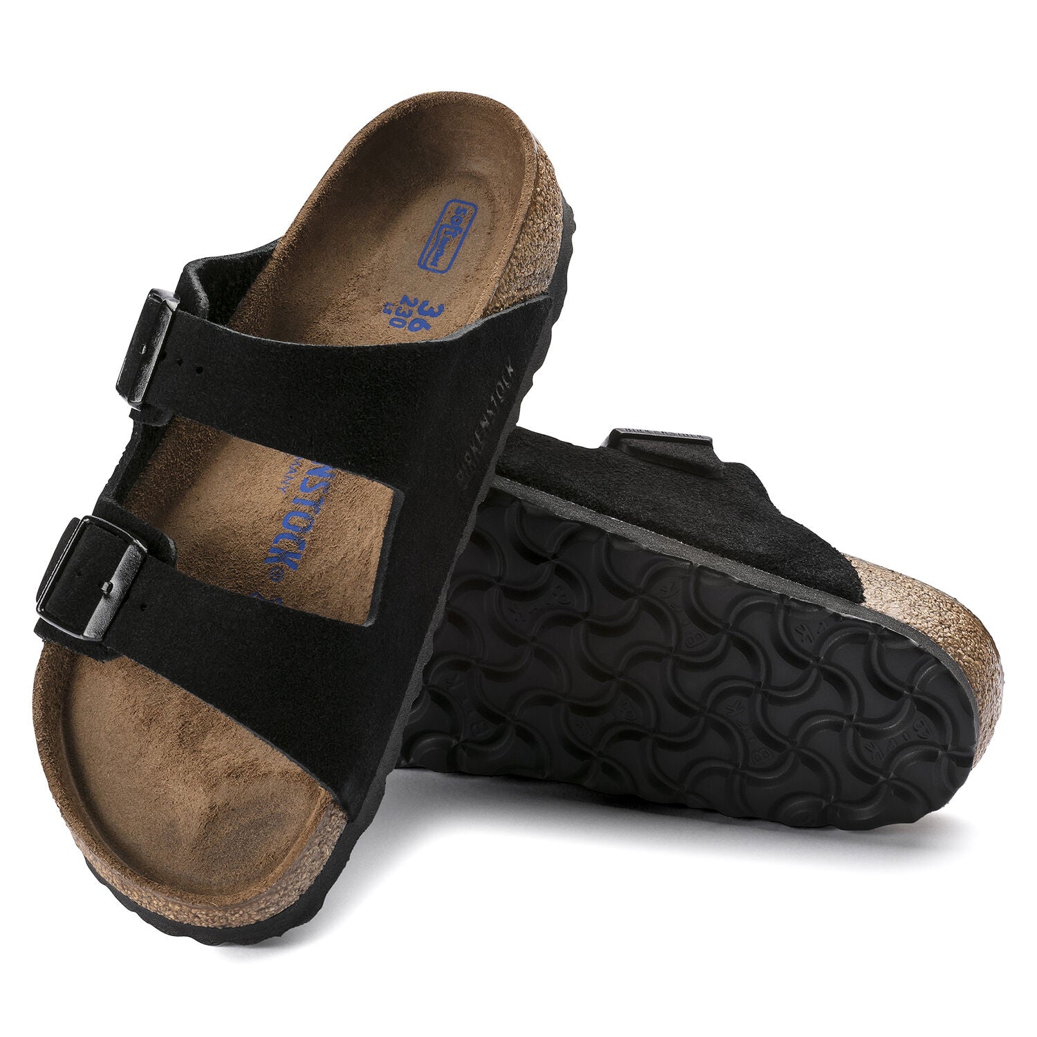 Birkenstock Arizona Suede Leather Soft Footbed Sandal in Black Men's Footwear