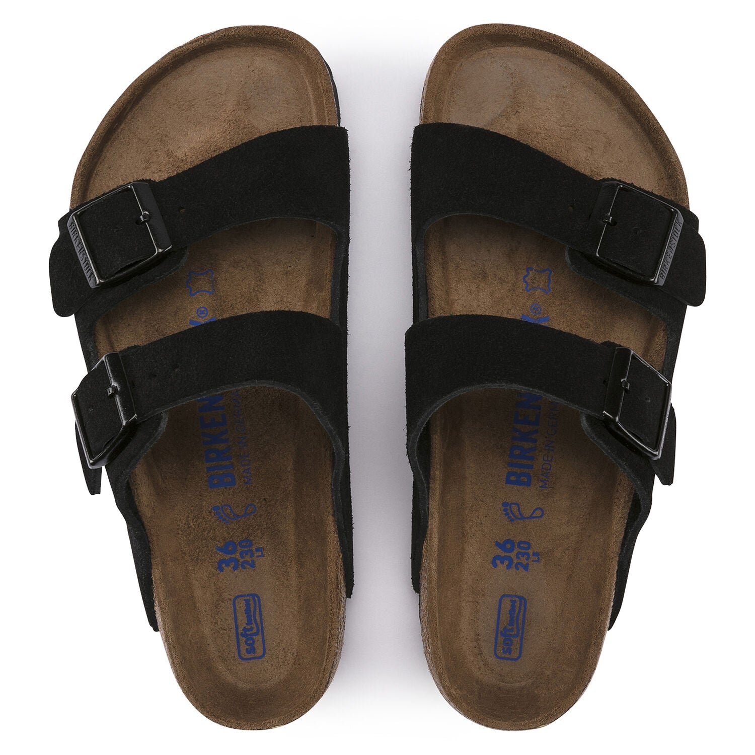 Birkenstock Arizona Suede Leather Soft Footbed Sandal in Black Men's Footwear