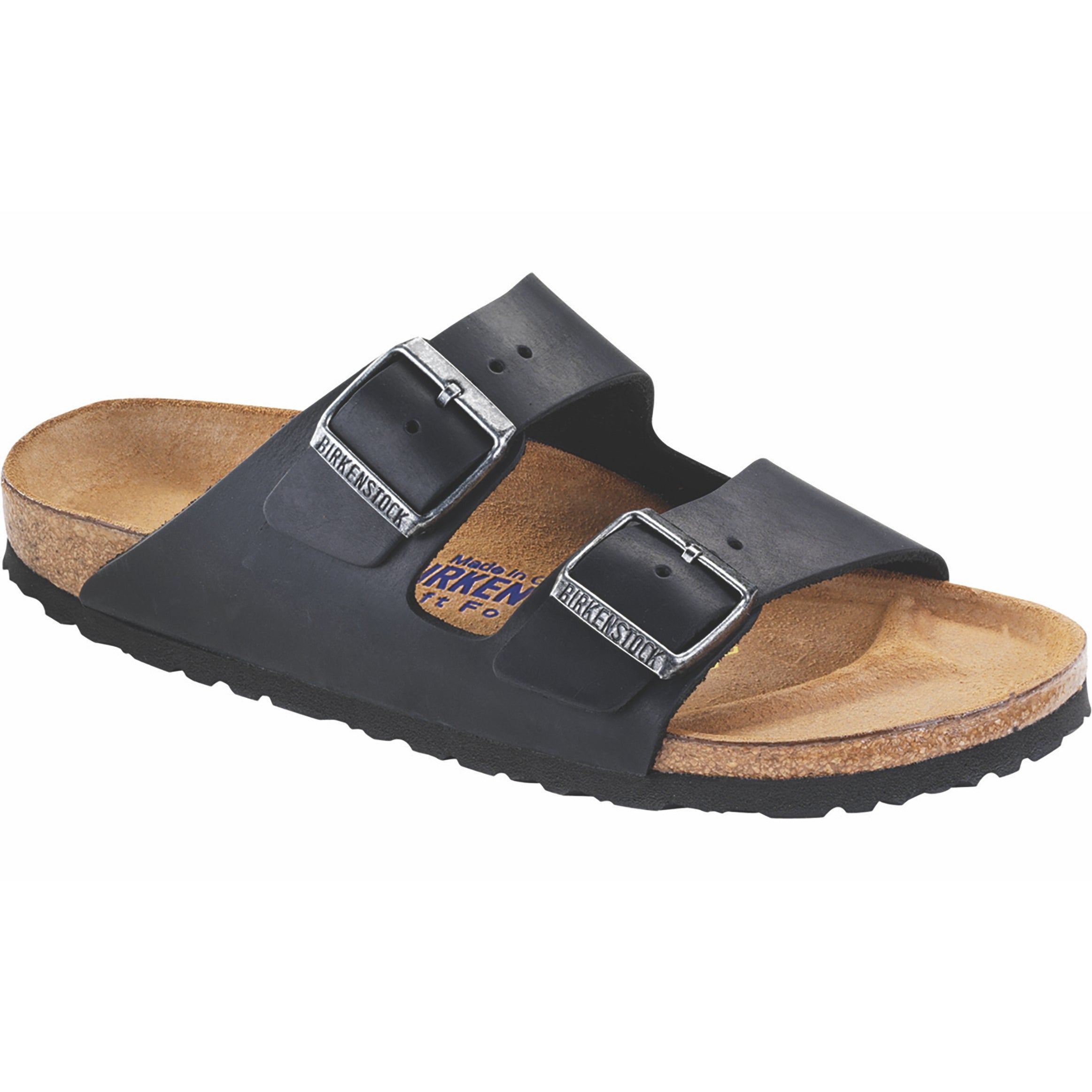 Birkenstock Arizona Oiled Leather Soft Footbed Sandal in Black Men's Footwear