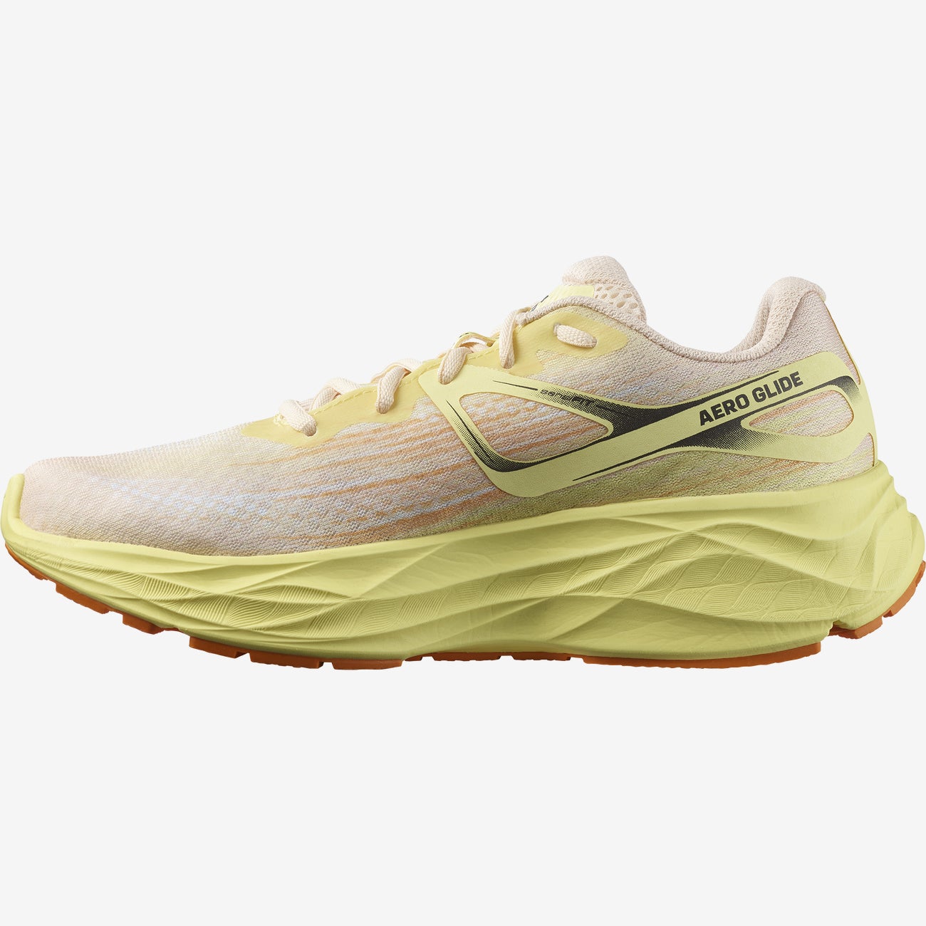 Salomon Women's Aero Glide Running Shoes in Tender Peach Yellow Iris White Women's Footwear