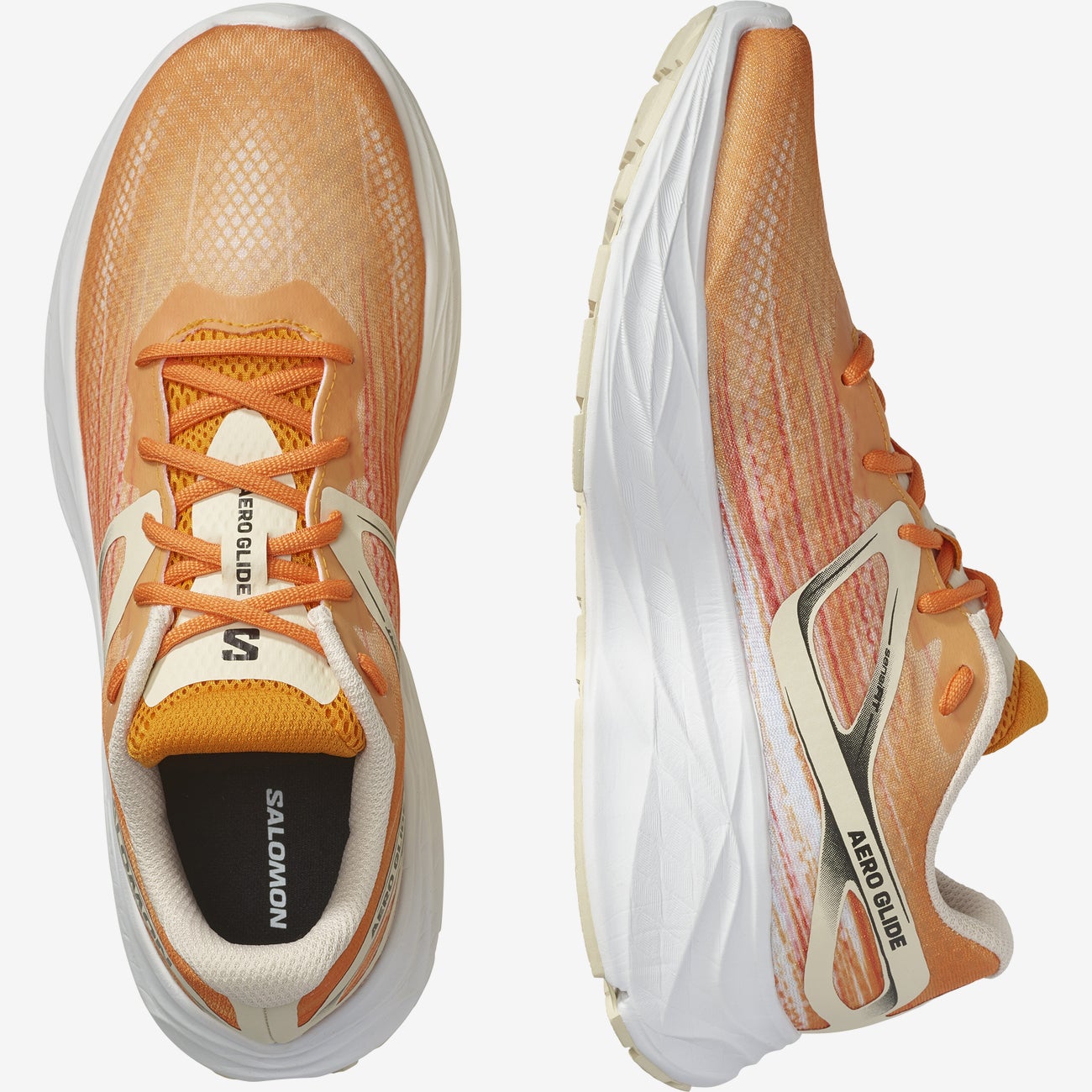 Salomon Men's Aero Glide Running Shoes in Orange Pepper Bleached Sand white Men's Footwear