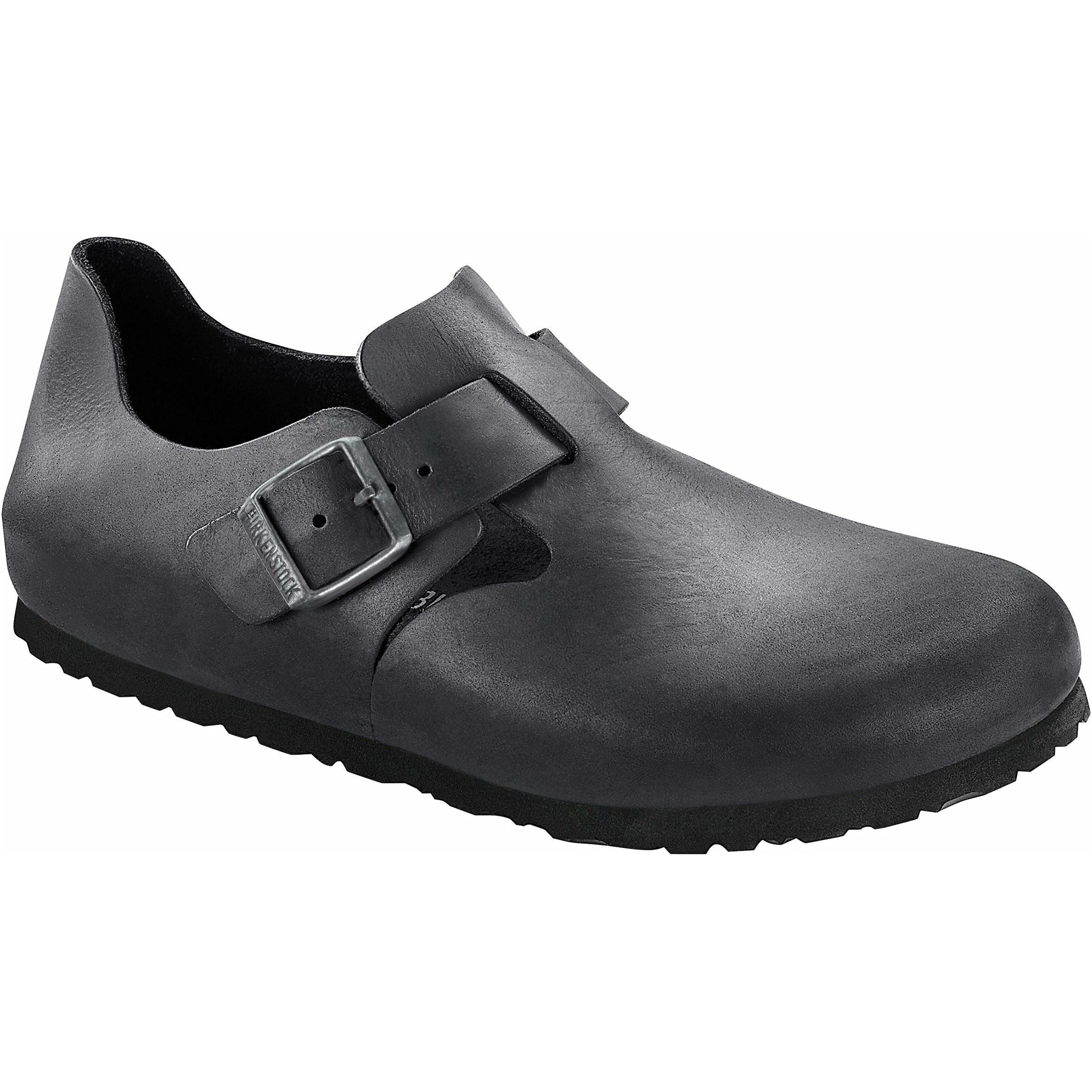 Birkenstock London Oiled Leather Classic Footbed in Black Men's Footwear