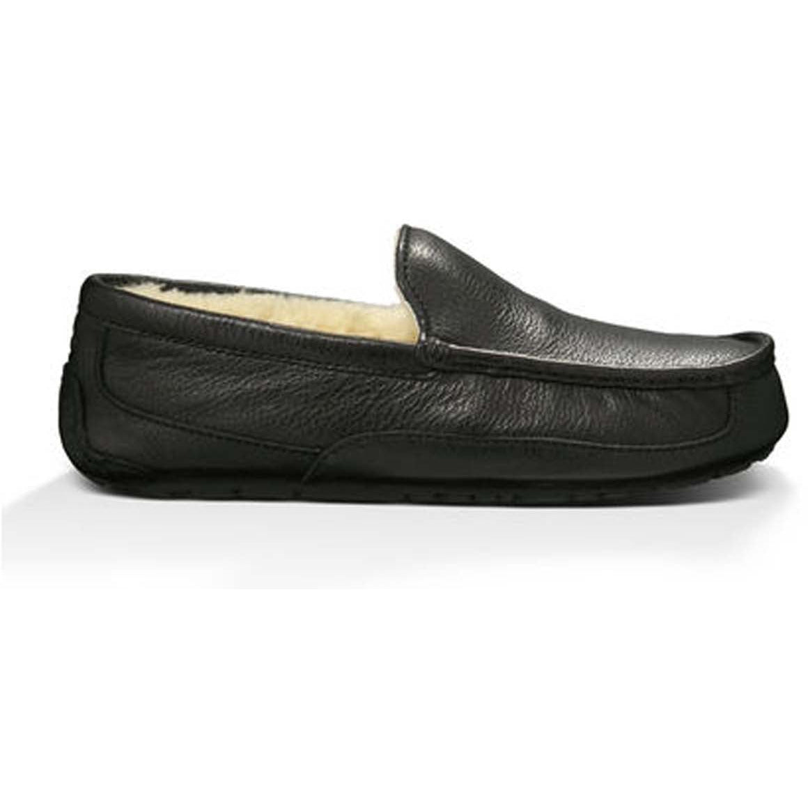 UGG Men's Ascot Leather Slipper in Black Men's Footwear