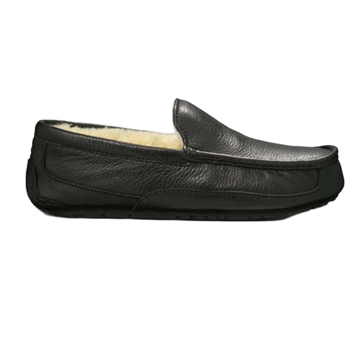 UGG Men's Ascot Leather Slipper in Black Men's Footwear