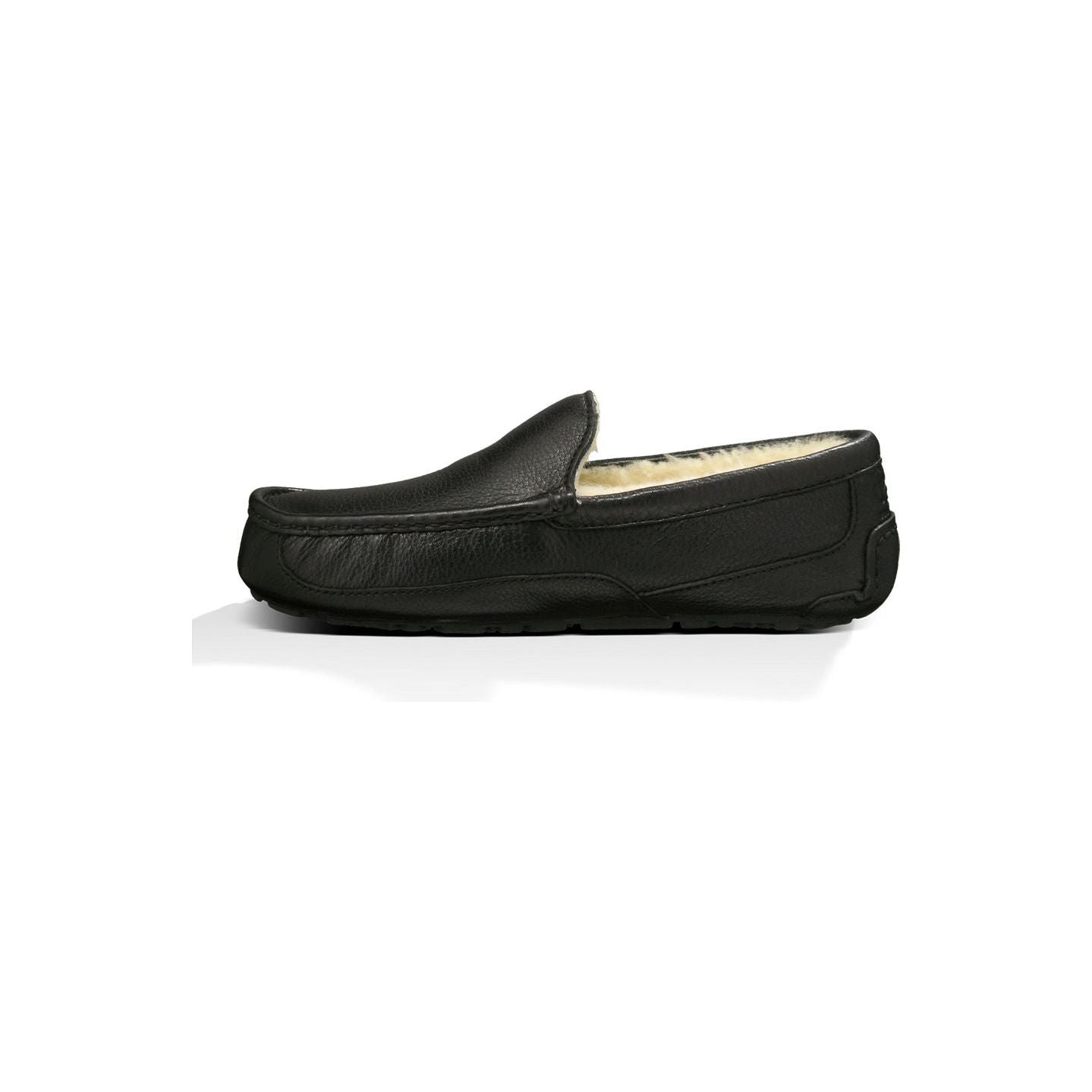 UGG Men's Ascot Leather Slipper in Black Men's Footwear