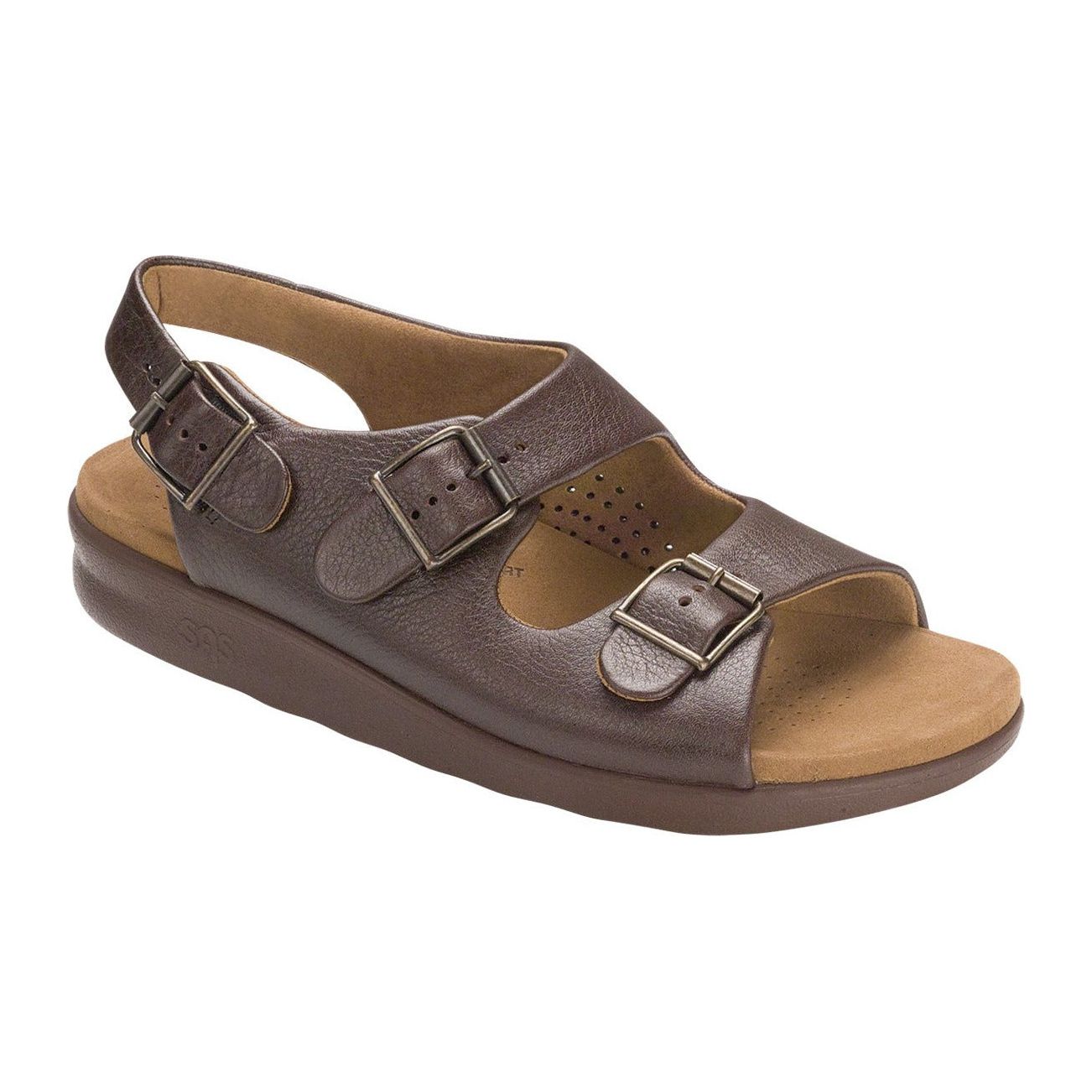 SAS Men's Bravo Heel Strap Sandal in Brown Wide Men's Footwear