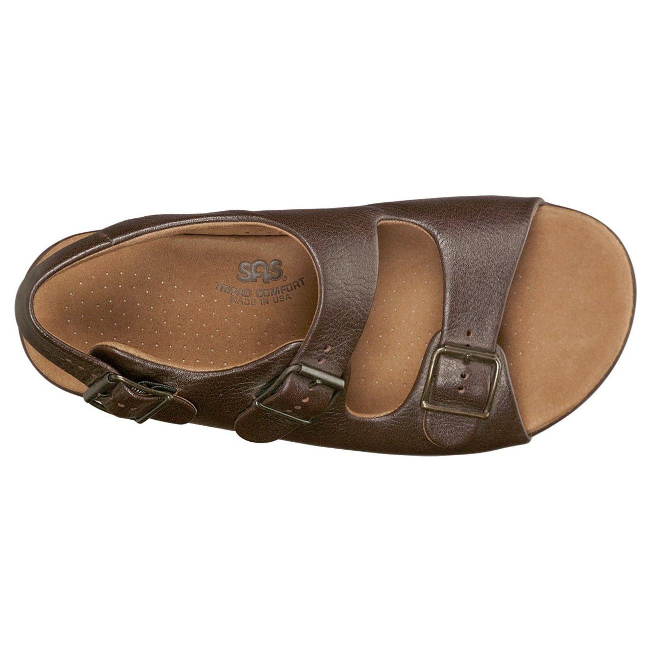 SAS Men's Bravo Heel Strap Sandal in Brown Wide Men's Footwear